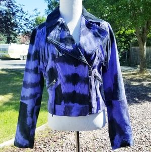 Miss sixty size small leather fringe jacket